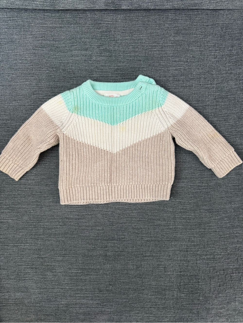 Cat & Jack Chevron Knit Sweater in Mint, Cream & Tan